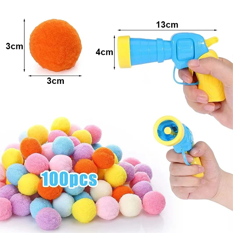 Hot Sale Interactive Launch Training Toy For Pet Kitten Creative Mini Shooting Gun Games Stretch Plush Ball Toys Pet Supplies