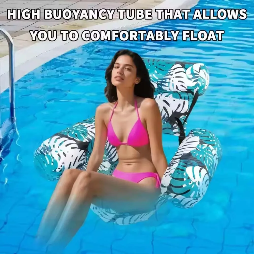 Inflatable pool hammock chair Floating water lounge bed Foldable swimming pool recliner Heavy-duty Pool Floats for Adults