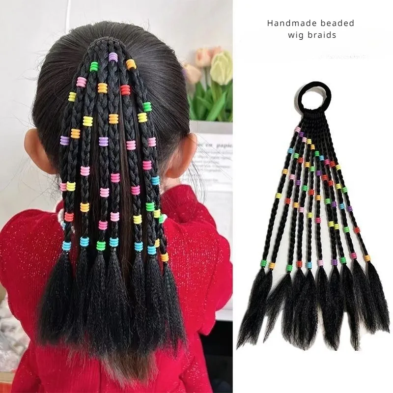 Children's Wig Braids Kids Hair Accessories Baby Headgear African Girl Headdress Passion Ponytail Coronet Plait Negro Braids