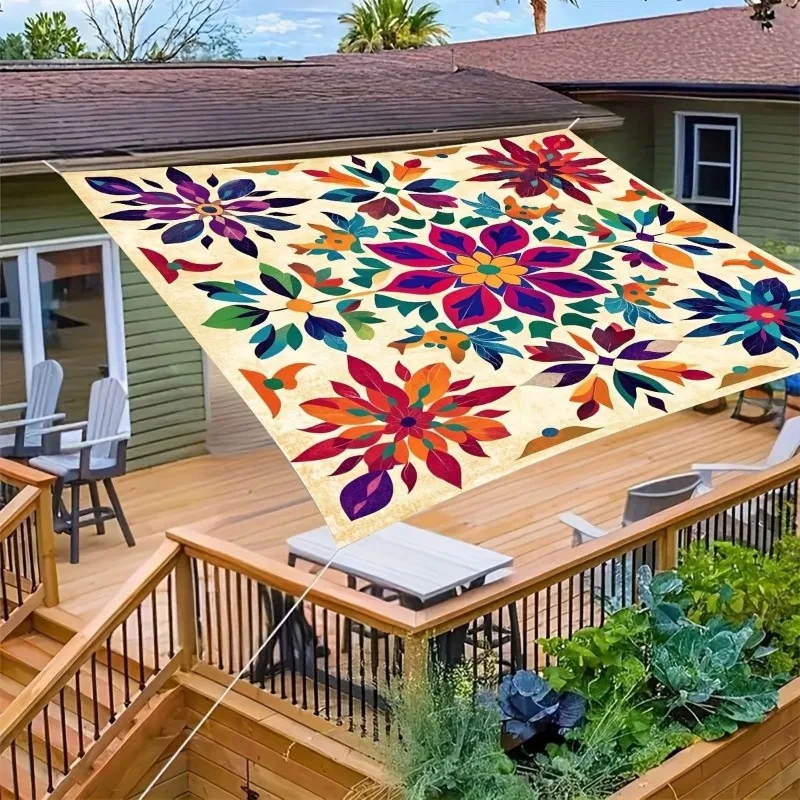 Sunshade Canopy Lightweight Polyester Bohemian Floral Sunshade for Beach Camping Garden Picnics Outdoor Adventure Shade