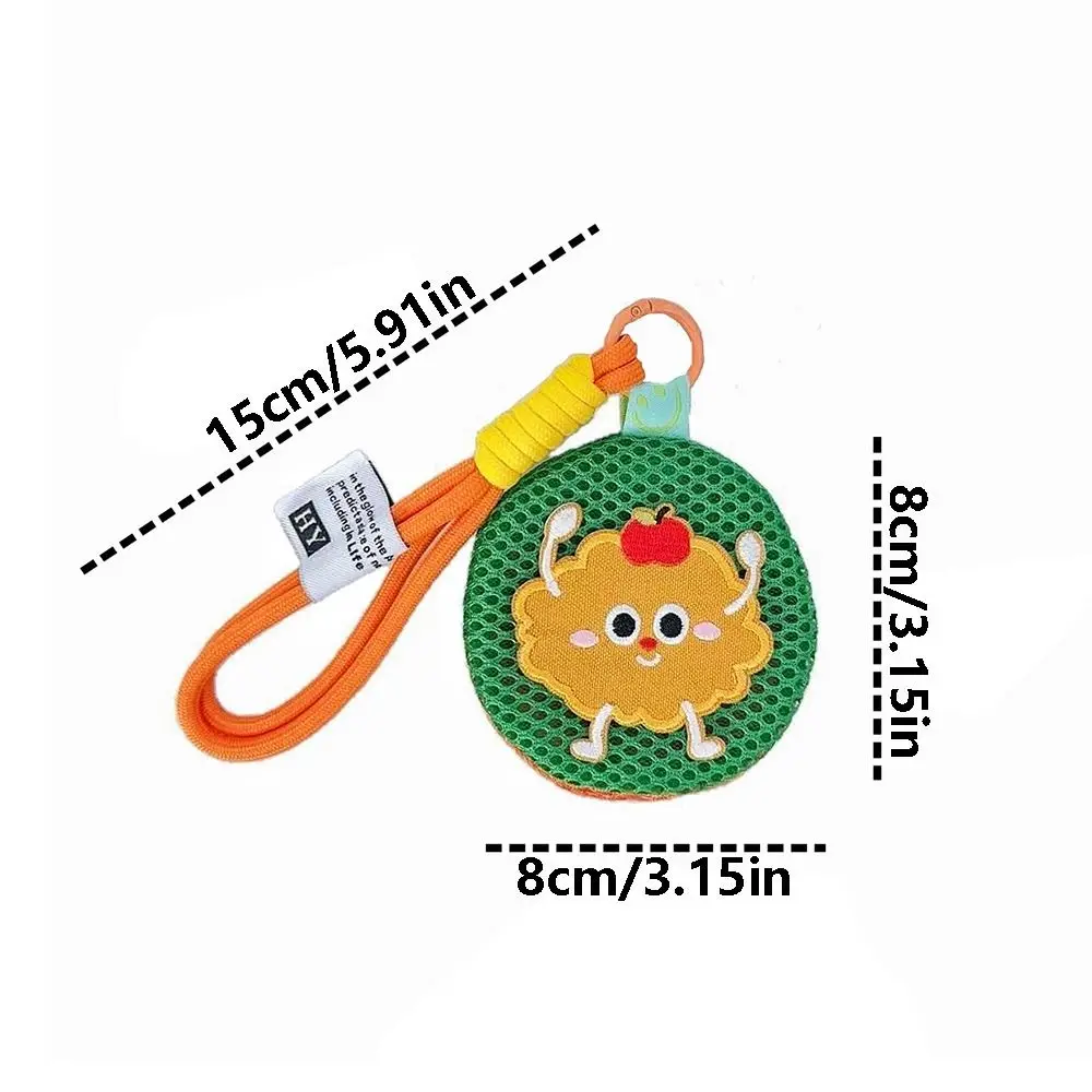 Portable Mini Mesh Pouch Keychain Breathable Round Children Anti-mosquito Bag with Handle Rope Cute Headphones Organizer Jewelry