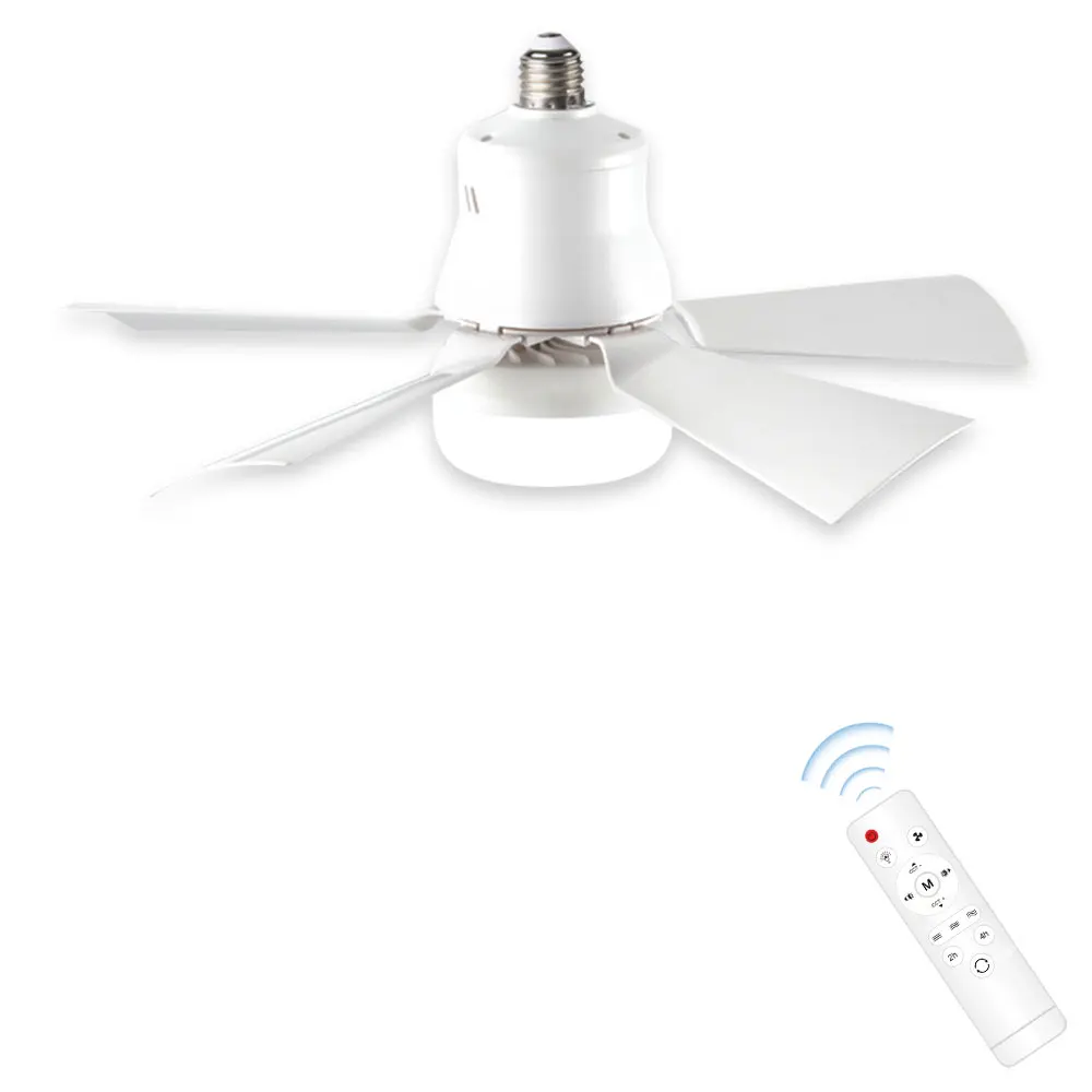 Ventilador de teto 30w com controle remoto, ventilador de luz led e27, base inteligente, silencioso, para decoração de quarto e sala de estar