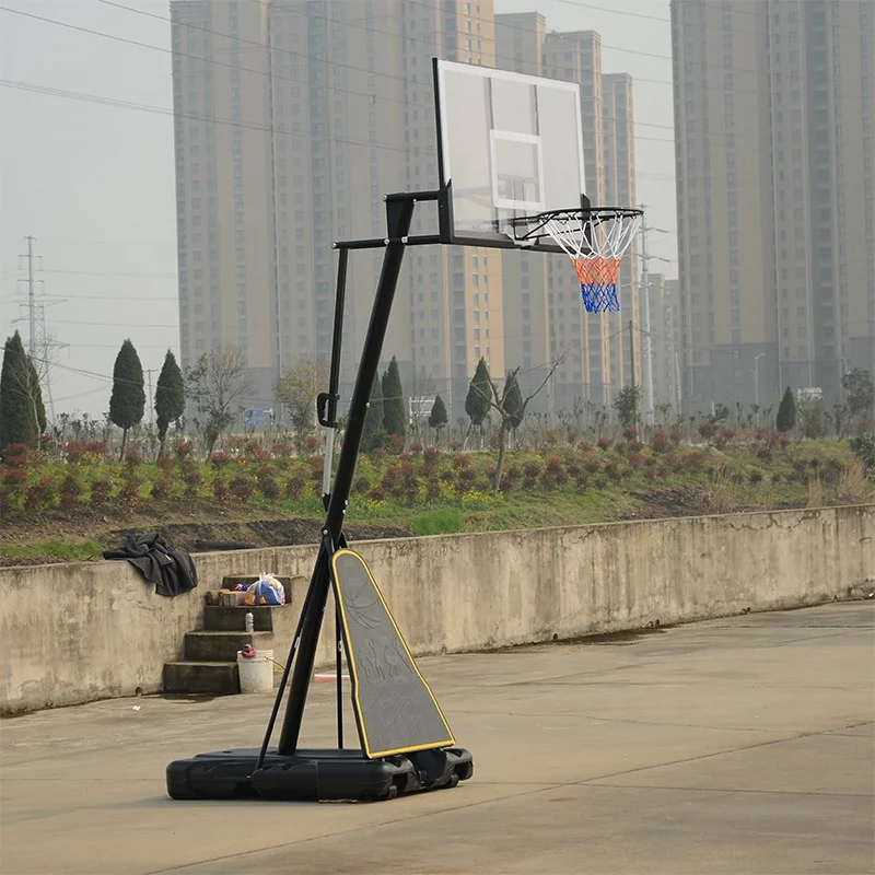 حامل كرة سلة قابل للتعديل بسرعة الارتفاع بطول 7.5-10 أقدام، هدف كرة سلة محمول خارجي داخلي