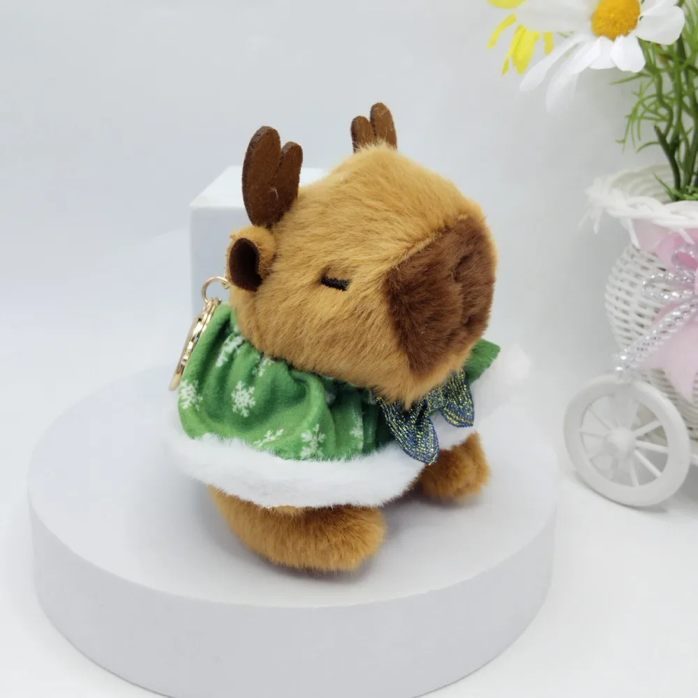 Capa de natal capivara boneca de pelúcia chaveiro boneca macia 15cm simulação capibara pelúcia cobaia animal brinquedo fofo