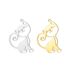 EUEAVAN 1pc Cute Cat Pendant Stainless Steel Charms Lovely Kitten Pet Lover Necklace Jewelry Making Supplies DIY Gifts