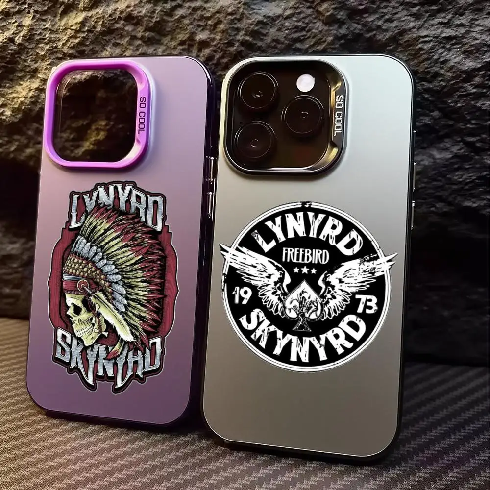 Capa de Celular L-Lynyrd Skynyrd para iPhone 17/16/15/14/13/12/11 Pro Max, Capa de TPU Luxuosa Prata, Antichoque e Antirriscos