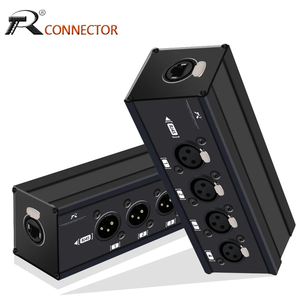 라이브 무대 오디오 녹음 스튜디오용 XLR/DMX 오디오-RJ45 Cat5 이더넷 익스텐더, XLR 익스텐더 트랜시버, 4 채널, 1 쌍