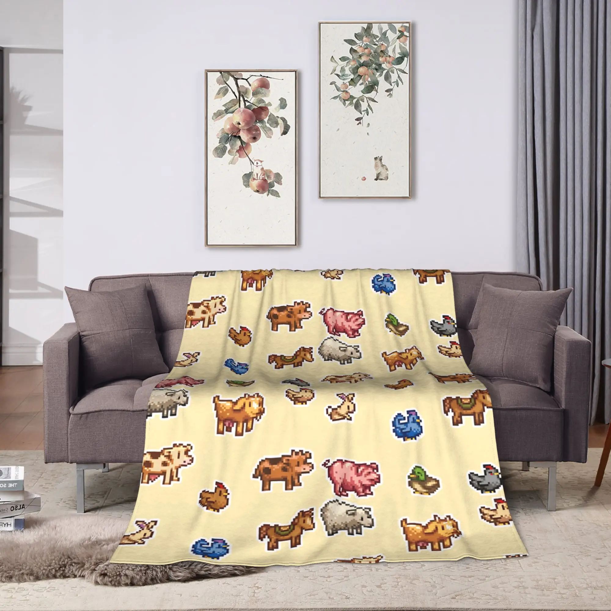 Stardew Valley Animals Chicken Super Warm Blankets  Travel Plush Bedding Throws Novelty Couch Flannel Bedspread Sofa Bed Cover