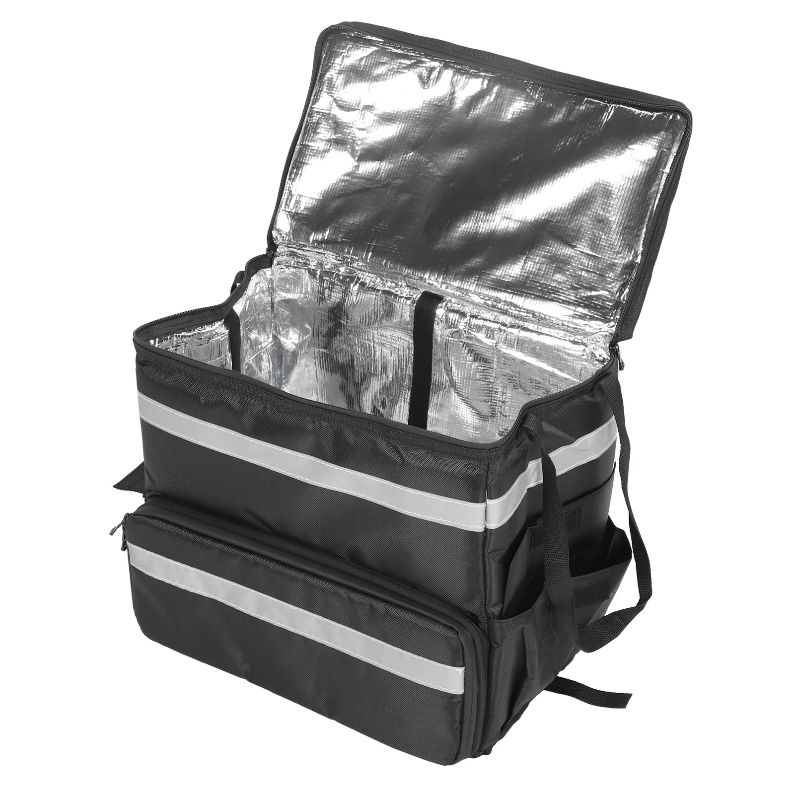 

Рюкзак для доставки еды 1680D ткань Оксфорд водонепроницаемая расширяемая изолированная сумка для горячей пиццы для доставки велосипеда, кемпинга, пляжа, черный