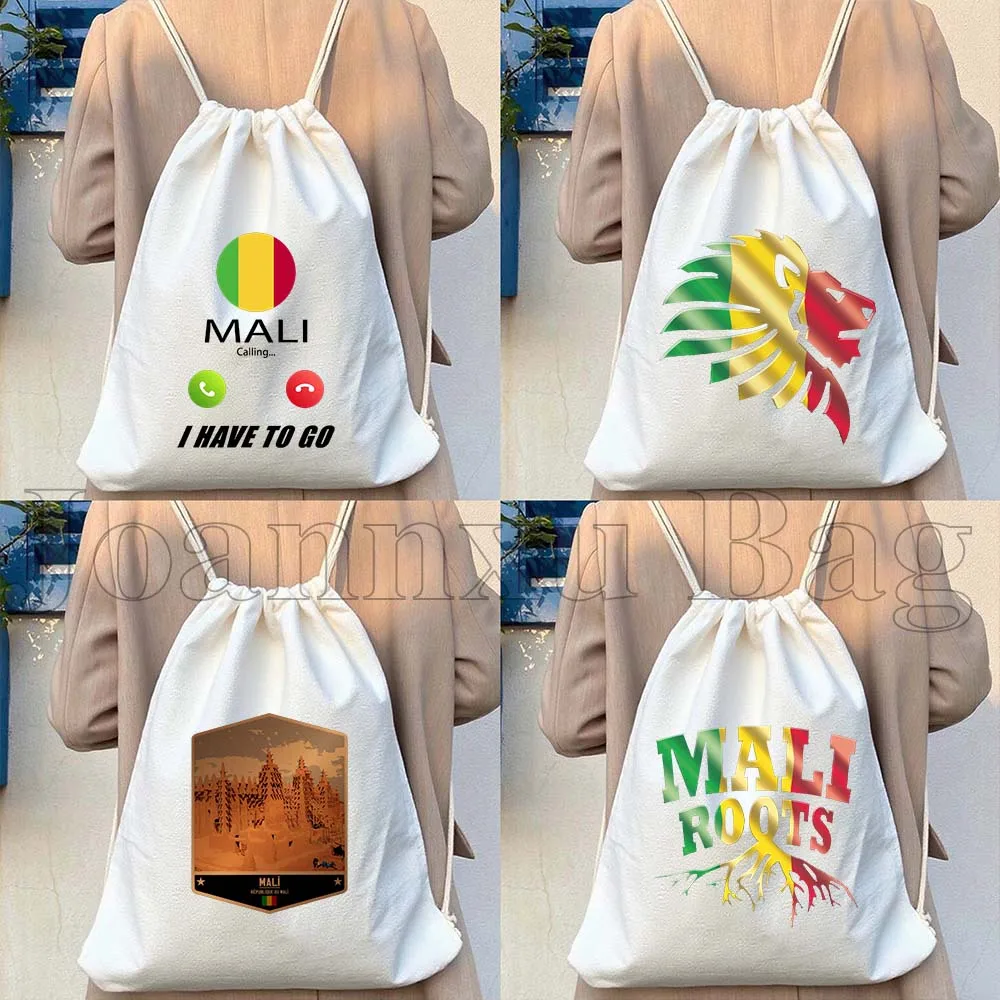 

Bamako Mali Country Map Flag Love Heart Gifts Durable Canvas Drawstring Soccer Backpack Sports Yoga Sackpack Cotton String Bag