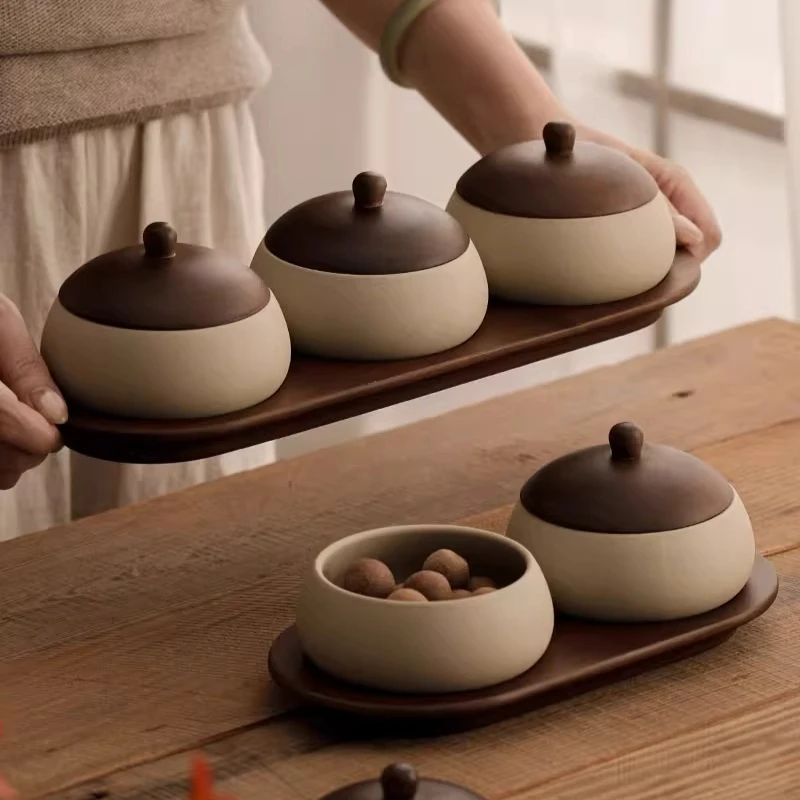 

Поднос для фруктов из цельного дерева в китайском стиле в стиле дзен для дома, гостиной, журнальный столик, отделения для выпечки и сухофруктов