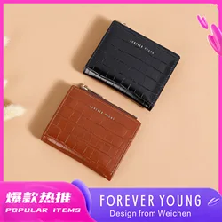 FOREVER YOUNG-Portefeuille motif crocodile pour femme, porte-cartes court, fente multi-cartes, fermeture éclair, sac à monnaie, mode de luxe, nouveau, 2024