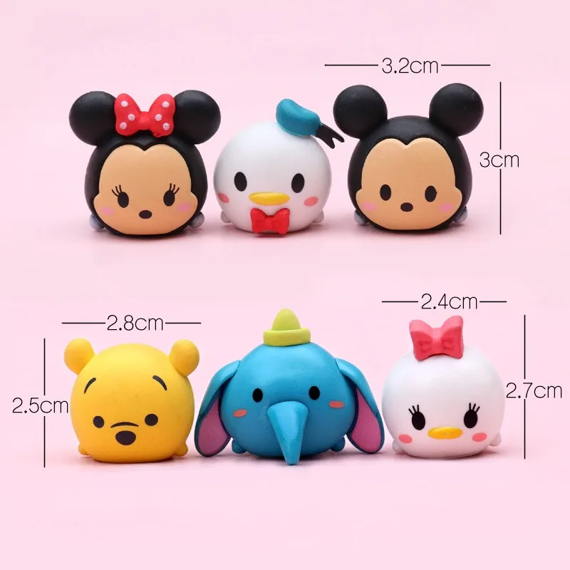6pcs/set Anime Disney Tsum Tsum Figures Pooh Bear Donald Duck Series Pile Up Toy Collection Pvc Ornament Birthday Gift for Child