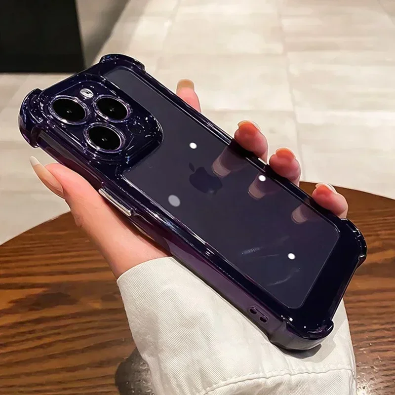 حافظة لهاتف آيفون 16 14 13 12 11 15 Pro Max X XR XS Max 7 8 16 Plus حافظة ممتصة للصدمات شفافة