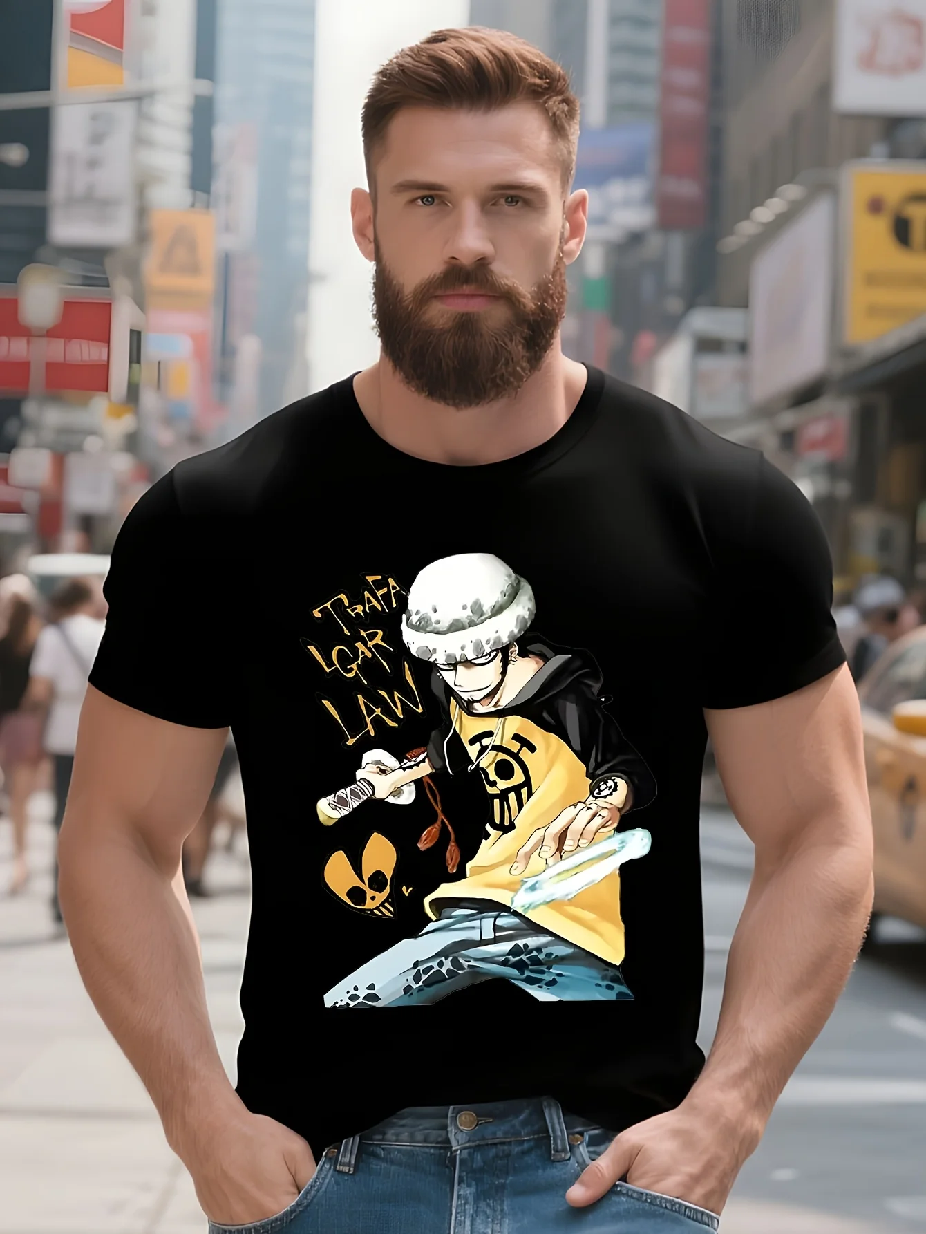 

Fashion Tops Tees Shirts Anime Law T-shirt Short Sleeve O-Neck TShirt Harajuku Summer 2021