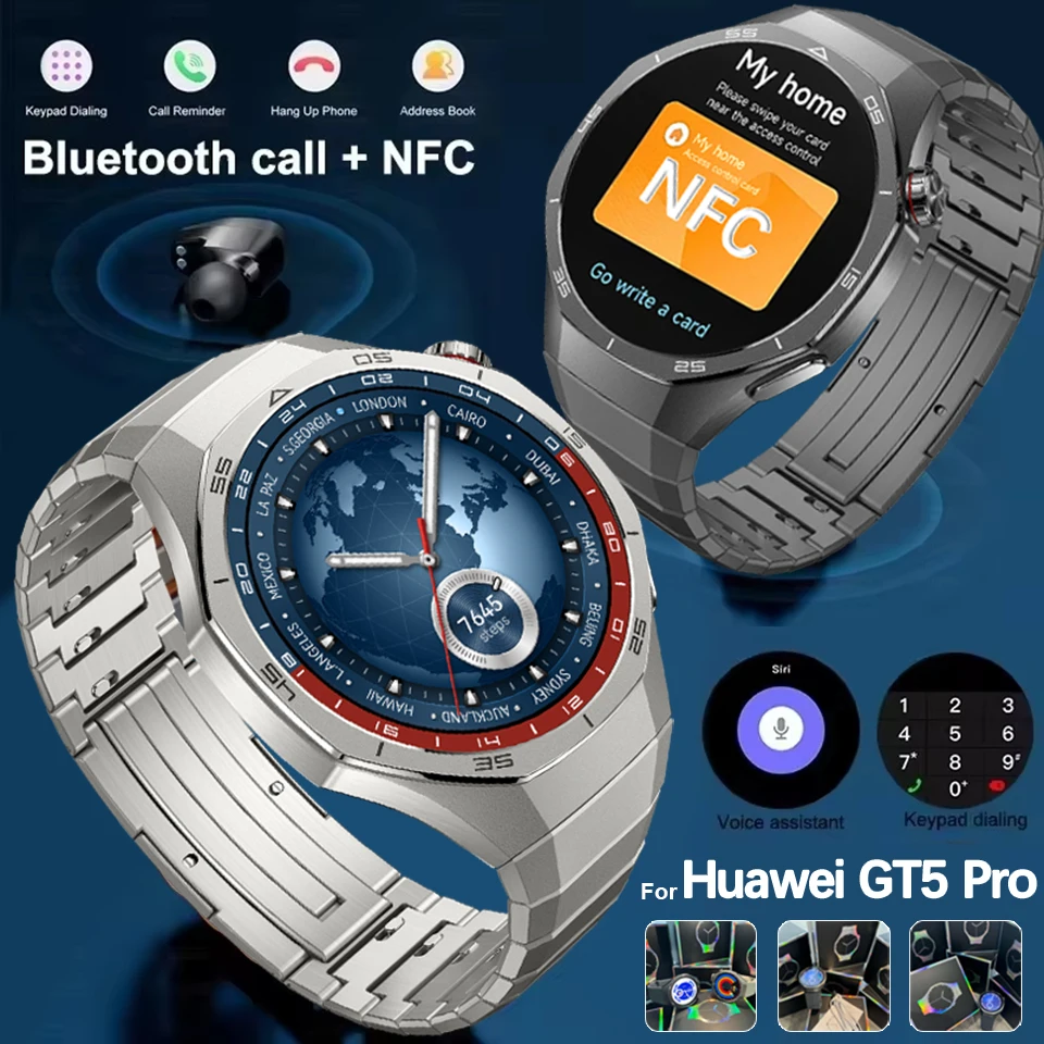 New Huawei Watch GT5 Pro Smart Watch 1.53 Inch HD AMOLED Screen NFC GPS Tracker Bluetooth Call Health Monitoring Watch Men Women