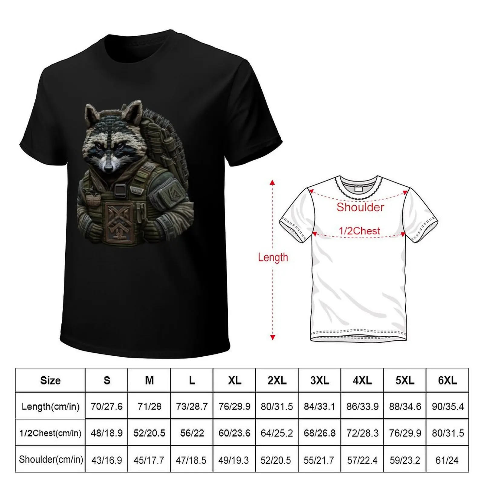 embroidered chevron with a special forces raccoon T-Shirt Active Wear Sports T-Shirt for Men