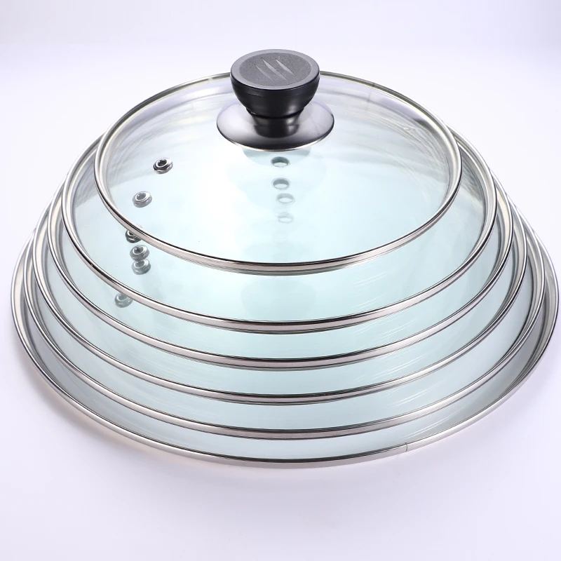 

Transparent visual tempered glass lid Wok lid Universal non-stick steamer Household round hand anti-scalding