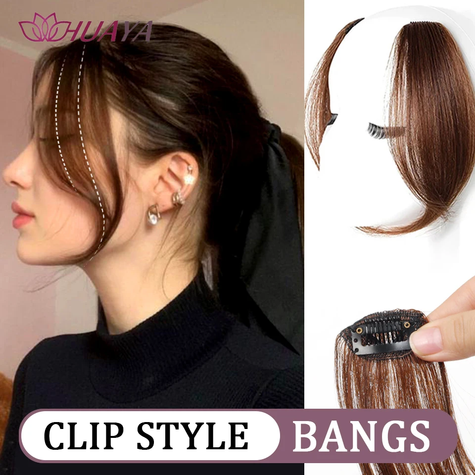 HUAYA Synthetic Fake Bangs Clip-In Bangs Extension Wig Female Hair Piece Natural Forehead Wig Piece Patch Hair Invisible