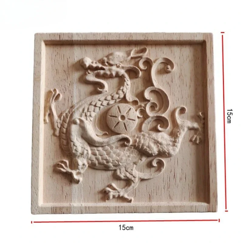 Solid Wood Square Flower Stickers, European and French Cross-border Hot Selling Square Relief Solid Wood Carving