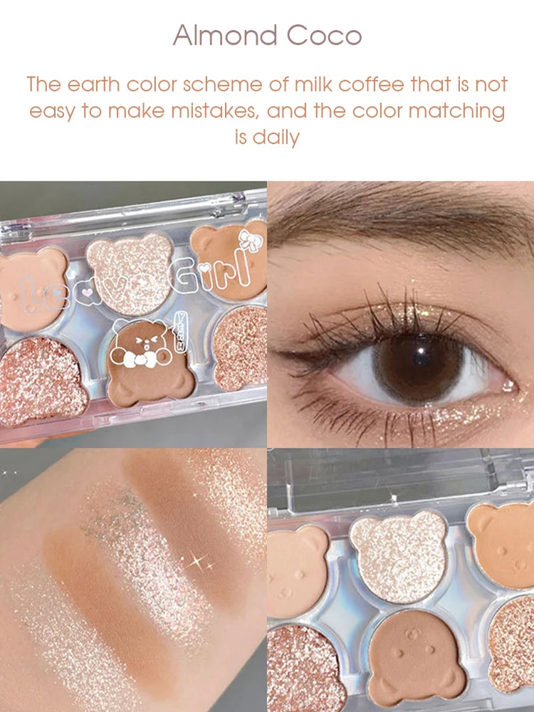 Cub sechsfarbige Lidschattenplatte, matt, perlmuttartig, feiner Blitz, helle Erdfarbe, Highlight-Faceliftplatte