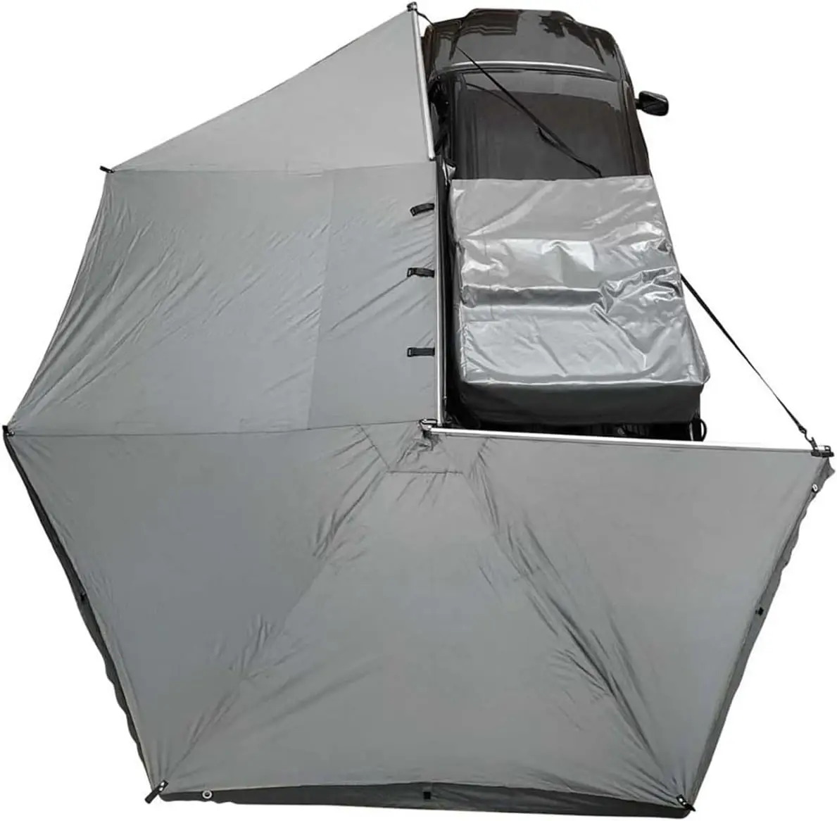 Nomadic Awning 270 Driver Side - Dark Gray Cover with 1000G PVC Black Travel Cover Universal Fitment