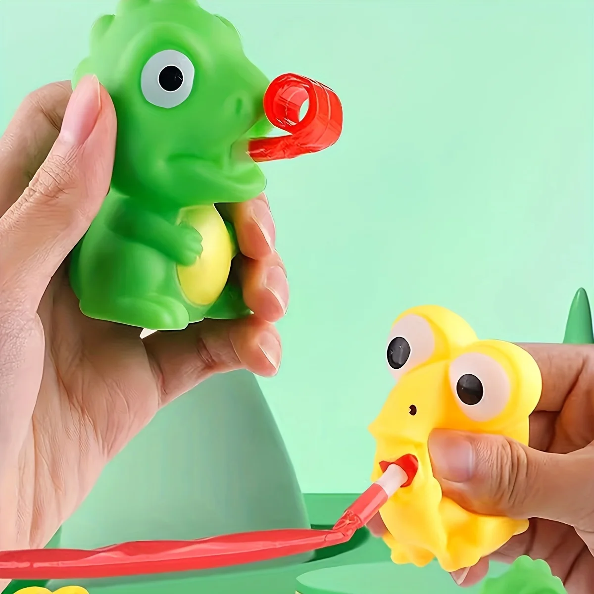 Novedad divertido juguete blando de prensa, juguete de rebote de dinosaurio rana con lengüeta, lindo regalo de fiesta y festival para niños