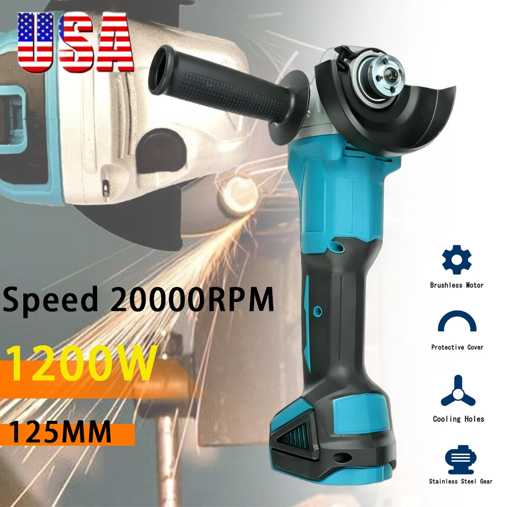 

125MM Brushless Electric Angle Grinder Cutting Machine Woodworking Power Tool for Makita Grinding Sanding Metal Cutting