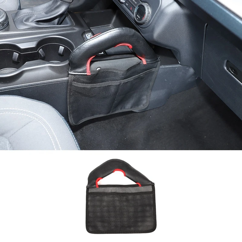 Center Console Mesh Pocket Front Passenger Storage Bag For Ford Bronco 2021 2022 2023 Parts