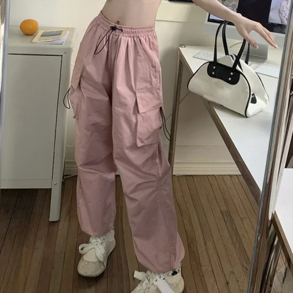 Harajuku Oversized Cargo Parachute Pants Women Streetwear Vintage Y2k Hip Hop Wide Leg Joggers Baggy Sweatpants Techwear