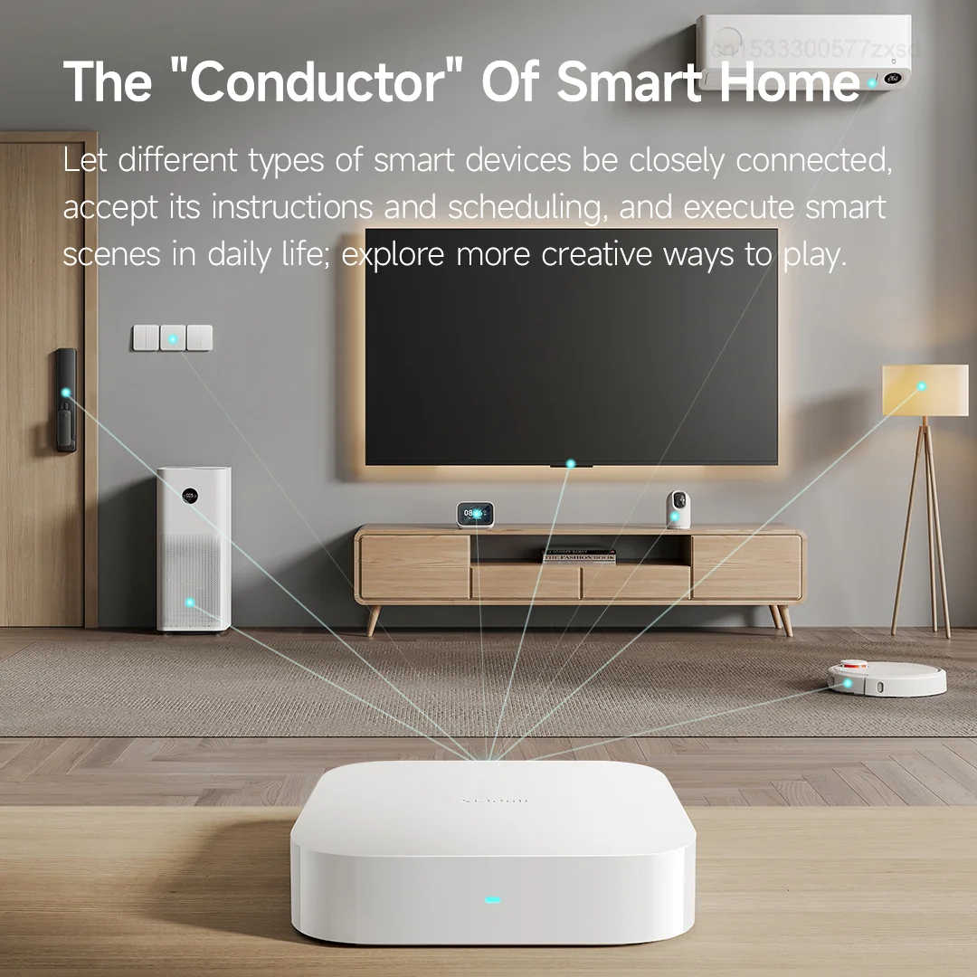 New Xiaomi Hub Smart Multi Mode Gateway 2 Dual Wi-Fi 5G and 2.4G RJ45 Port 3 Protocol Bluetooth Mesh Zigbee Type-C Dual Core CPU