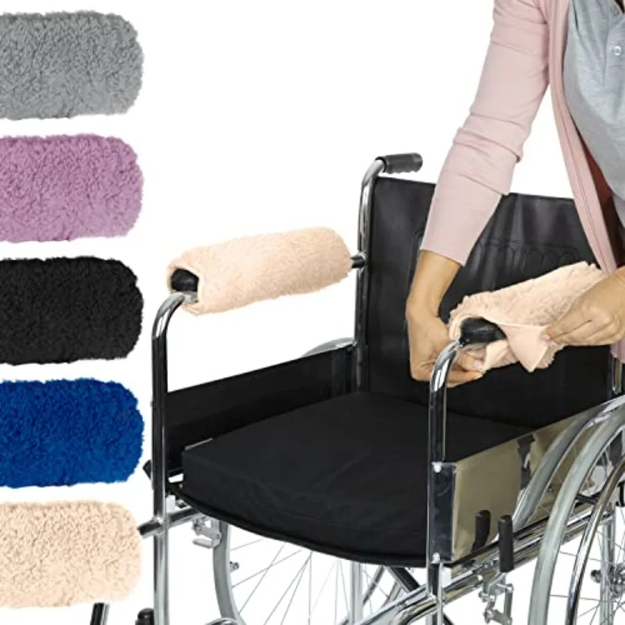 

Vive Wheelchair Armrest Pads 2 PCS - Memory Foam Sheepskin Cushion Accories for Transport Electric Wheel Chair Arm Rests - for