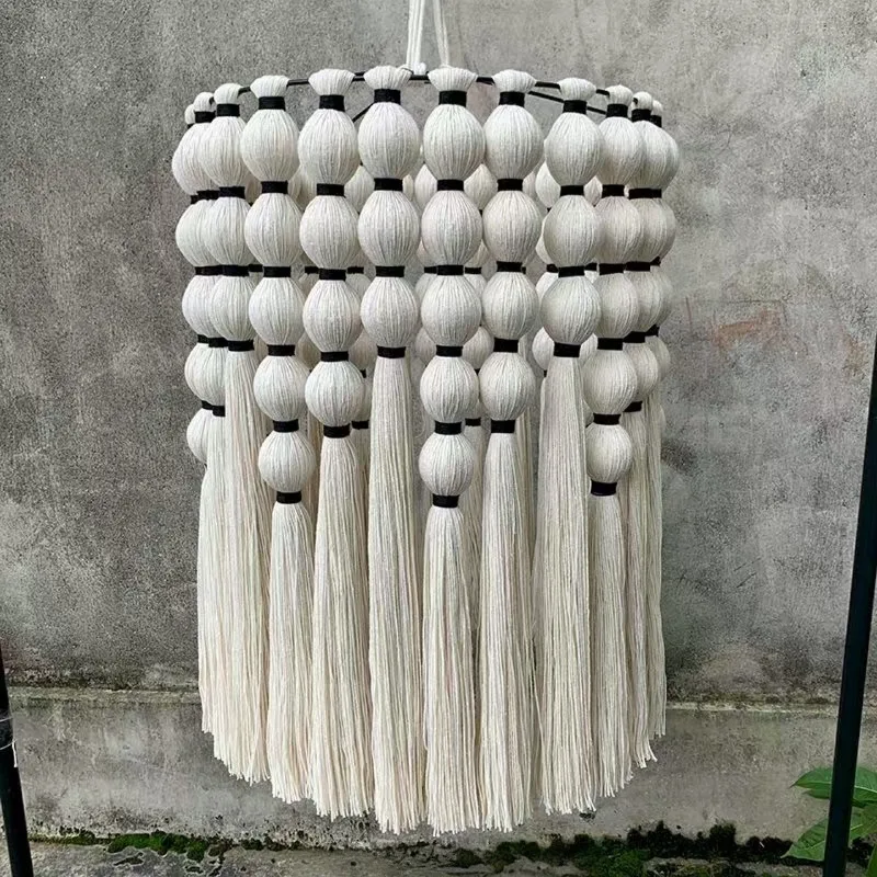 Hand-woven bohemian lampshade decoration simple fringed chandelier lighting y