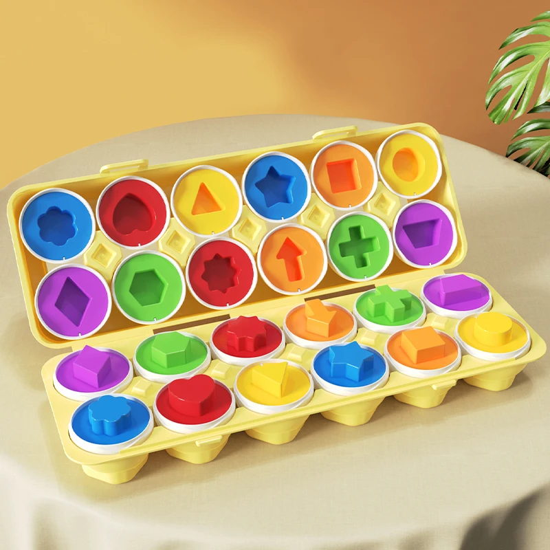 Intelligentes Eier-Spielzeug für Kinder, Farbform-Matching, Spiele entwickeln, Simulationseier, Lernspielzeug, Kleinkinder, 3D-Puzzles, sensorisches Spielzeug
