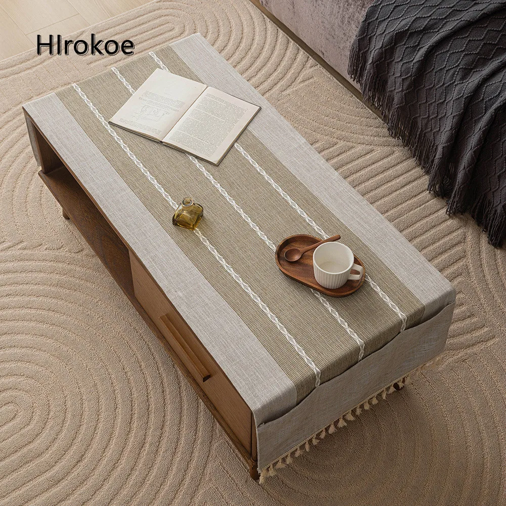 

Japan Table Runner Waterproof Tablecloth Coffee Table Storage Cover Geometric Pattern TV Cabinet Refrigerator Dust Cover Flag