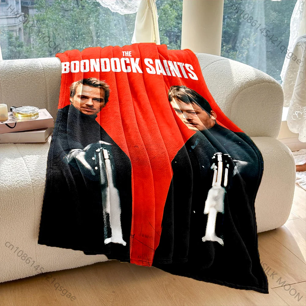 Neon red background dual gun figures Print Adult Child Warm Blankets Home Travel Car Soft Comfortable Suitable for all seasons