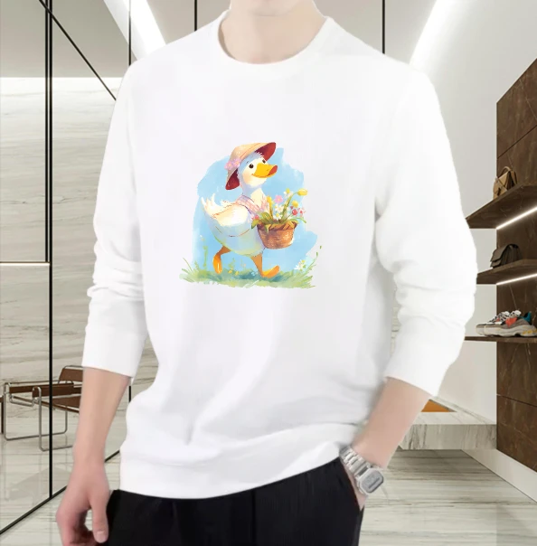 

T shirt for men autumn Daily Luxury Y2k Long sleeves Graphic tee Duck Garden High quality Daily Printed t shirt High Street Y2k