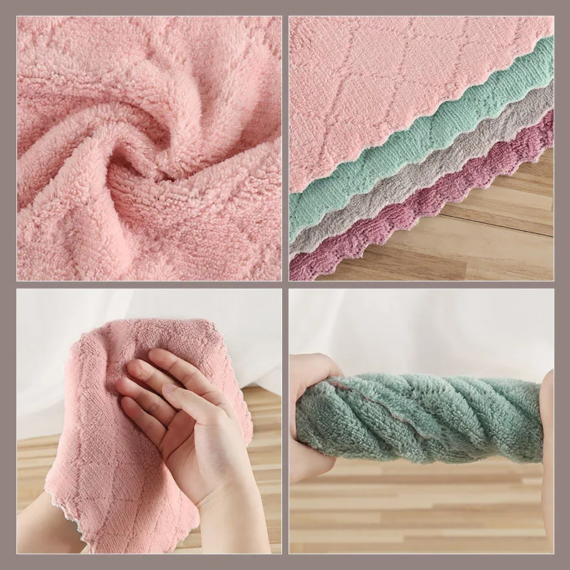 10PCS Cleaning Cloths Non-stick Oil Dish Towel Super Absorbent Microfiber Towel Kitchen Rags Napkins Tableware Household Clean