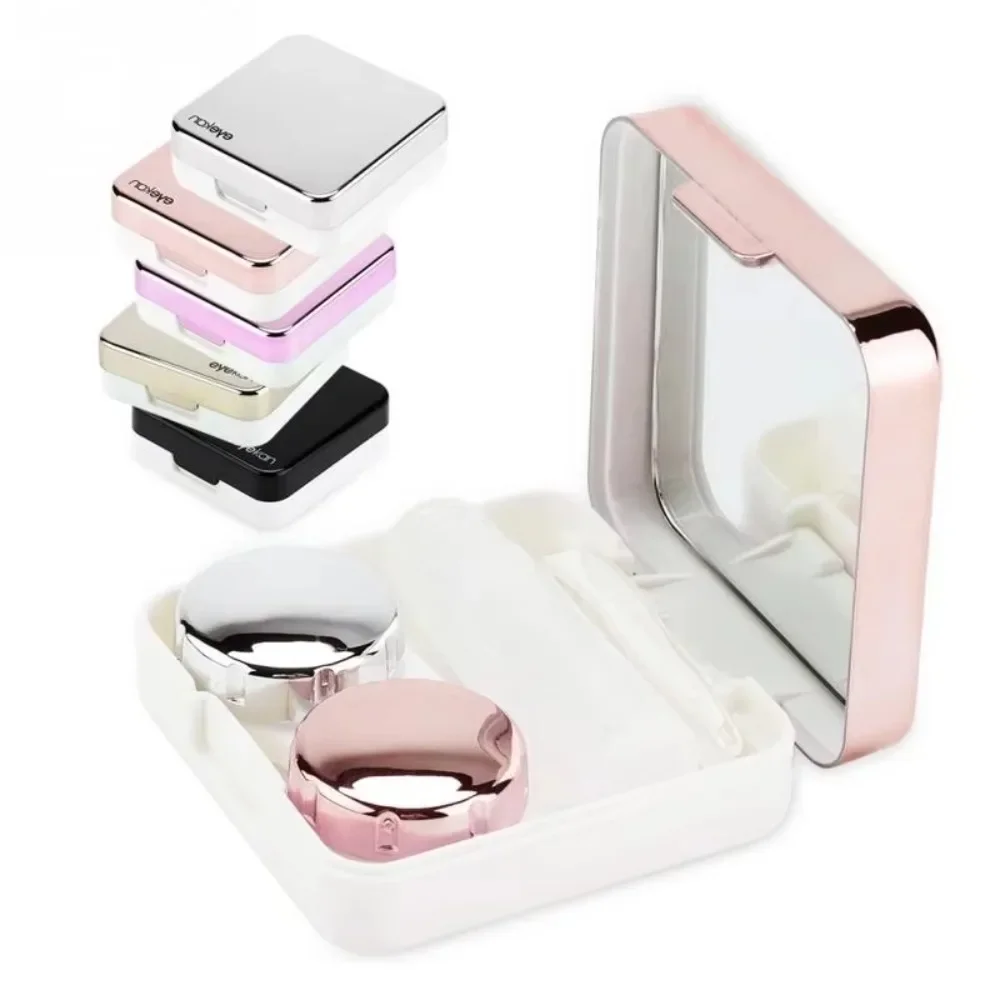 Contact Lenses Case Container Box Women Reflective Makeup Mirrors Lovely Travel Kit Eye Lens False Eyelashes Box with Mirror New