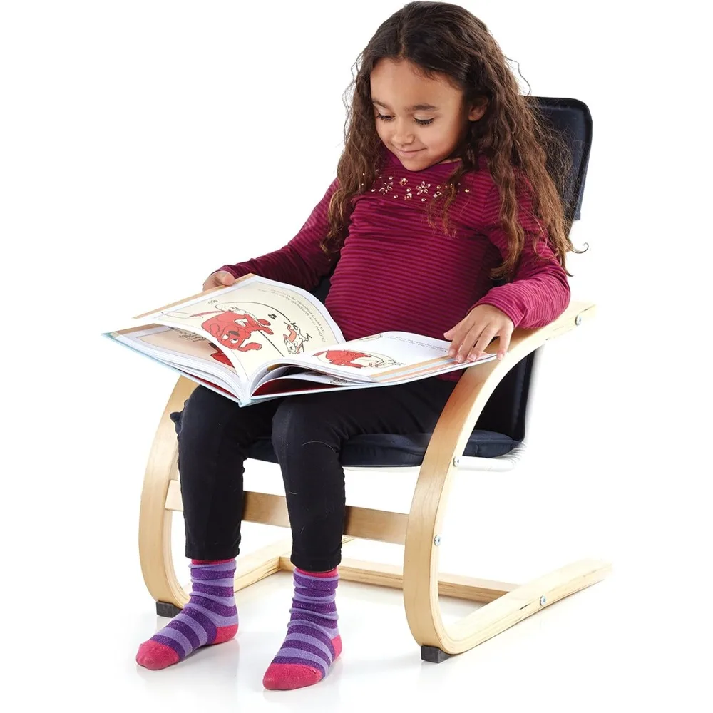 Kiddie Rocker, Set of 2 Blue Cushioned Children's Rocker with Wooden Frame, Classroom Seating for up to 120 Pounds