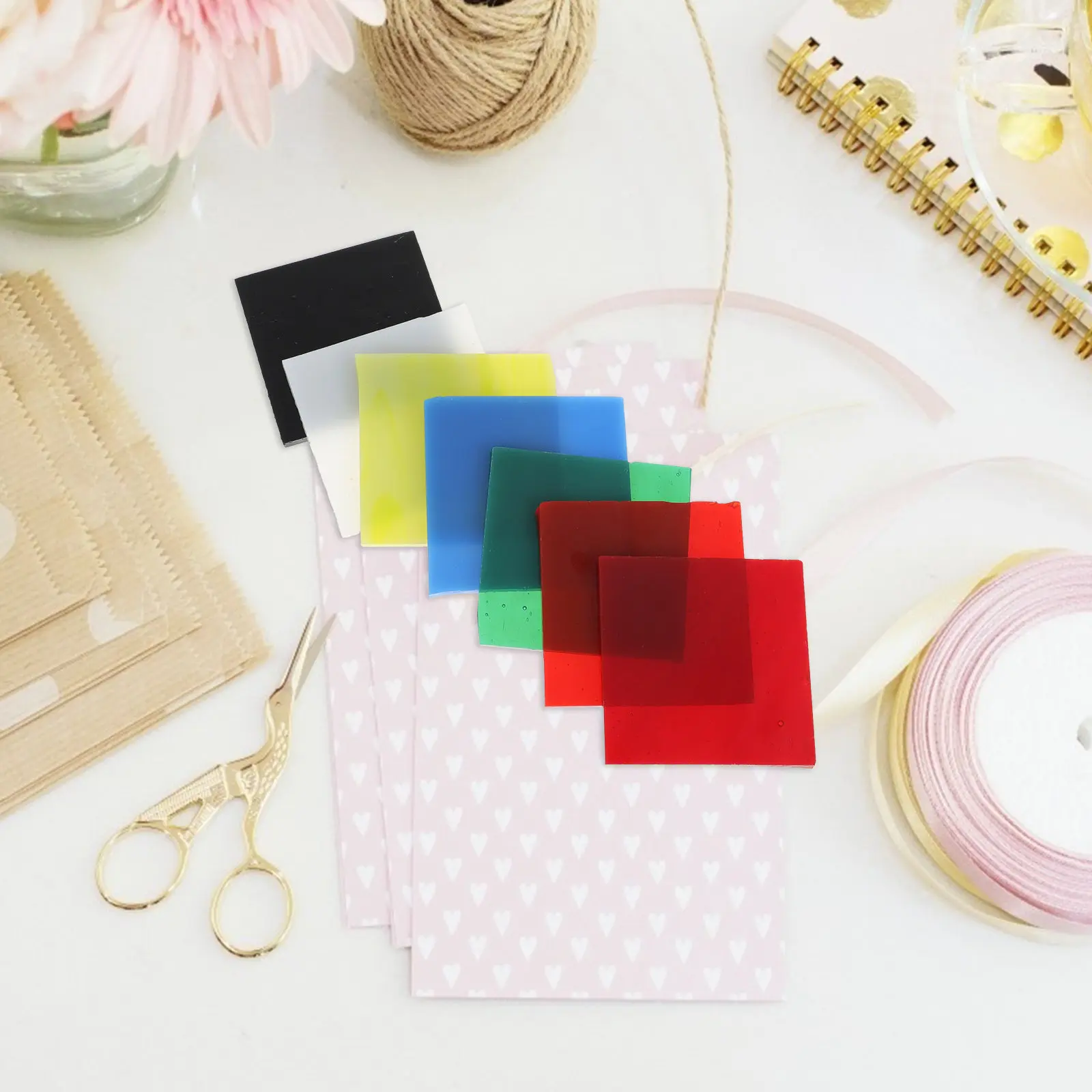 

7Pcs Colors Glass Sheet Square Fusing Decorative Sheet Melt for Jewelry Making Kiln Fusing Glass Melt DIY Accessories
