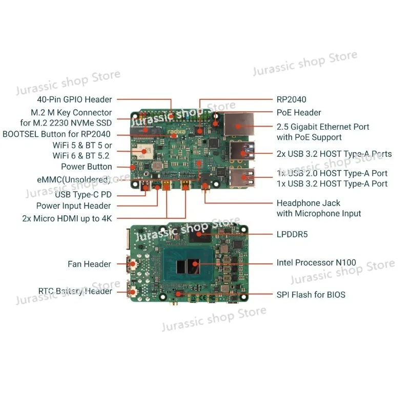 

X4 with N100, Dual 4K Output, 2.5Gbps Ethernet, PCIe 3.0 M.2 M Key, WiFi 5/6, High-Performance