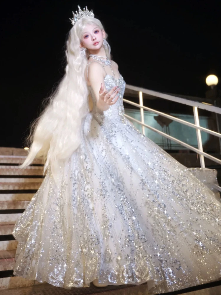 

Heavy Industry Shiny Evening Dress Female Student Graduation Adult Ceremony Art Exam Host Flower Wedding