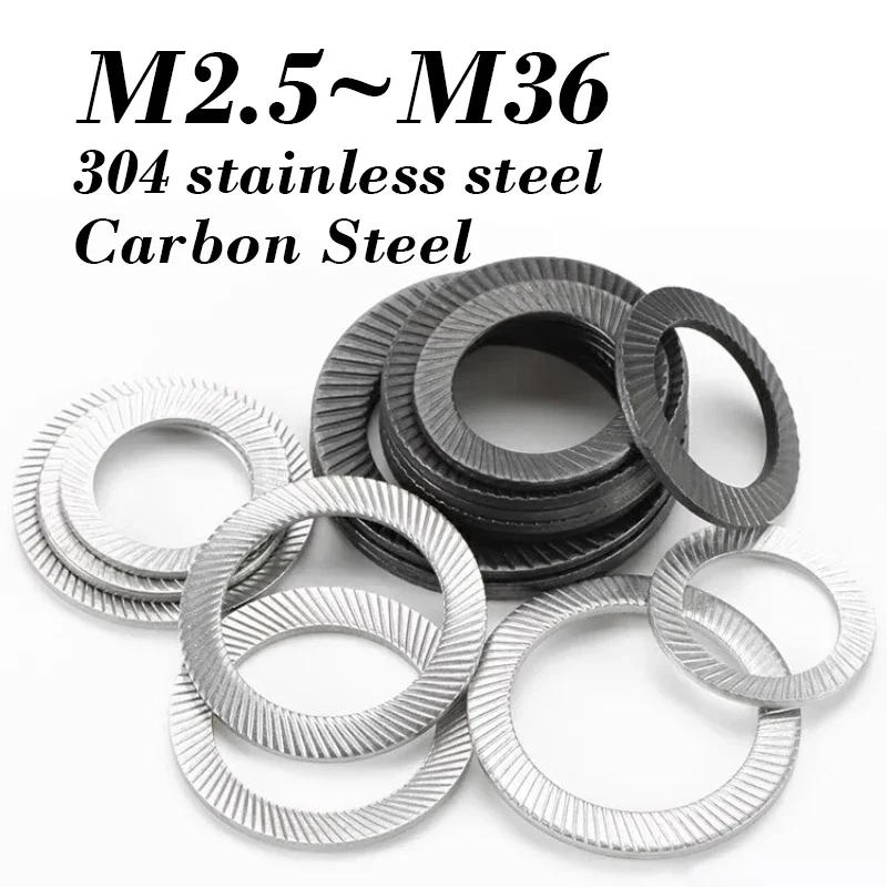 Disc Serrated Lock Washer M2.5 M3 M4 M5 M6 M8 M10 M12 M14 M16 M18~M36 304 Stainless Steel/Black Carbon Steel Locking Gasket