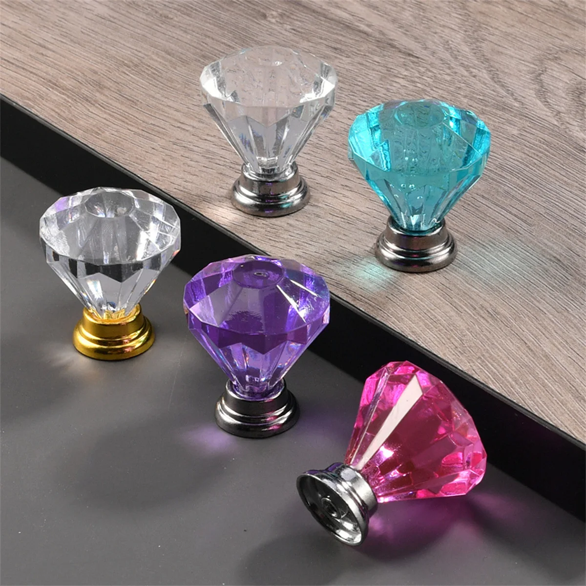 European-style Crystal Acrylic Transparent Furniture Handle Door Cabinet Drawer Cabinet Door Handle Dresser Bedroom Decoration
