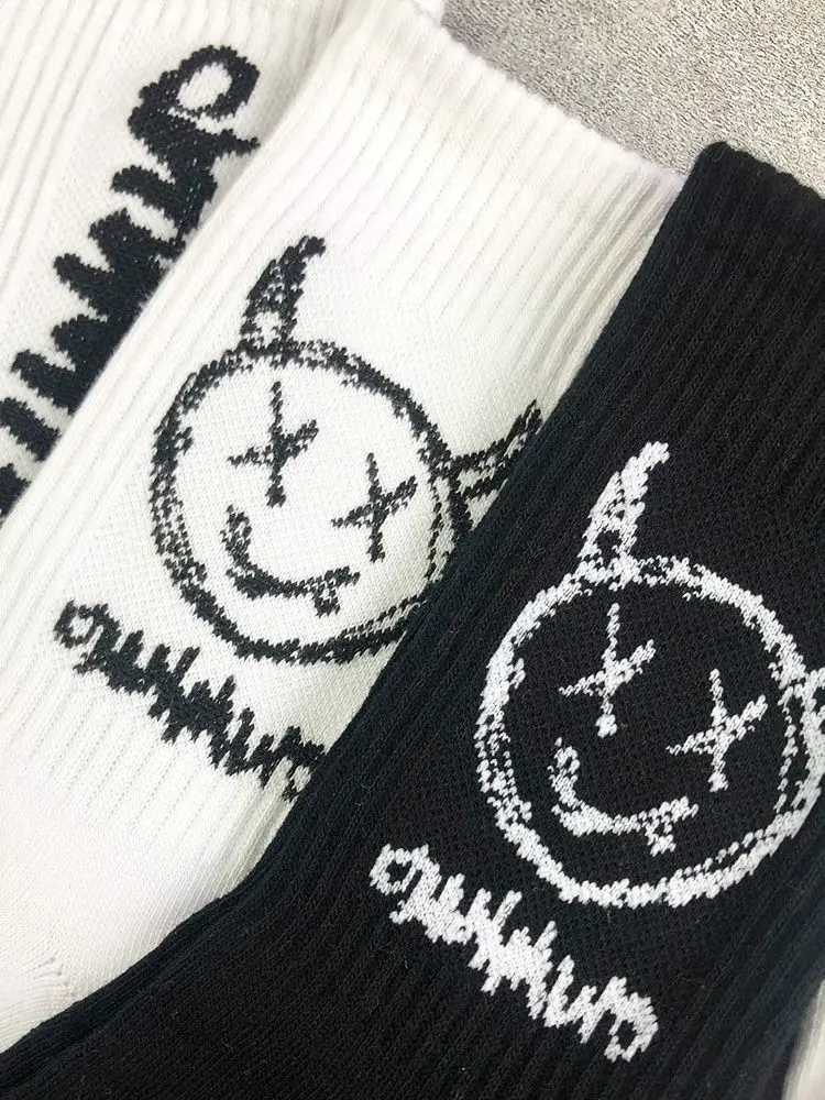 Men Women Socks Cotton Simplicity Anime Devil Grimace Harajuku White Black  Graffiti Fashion Long Funny Hip Hop Sox