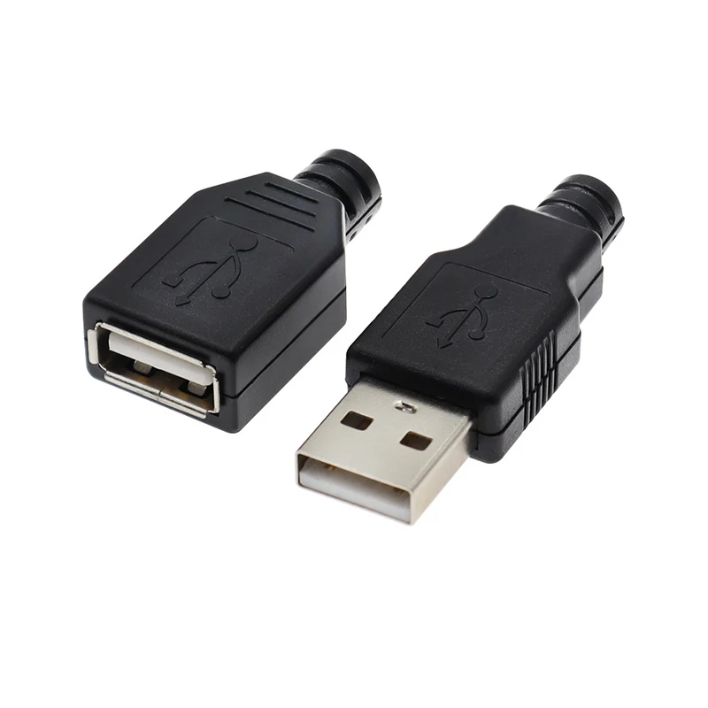 Wholesale 50pcs/100pcs 5V USB Type a Male/Female DIY 4Pin Plug Socket Connector with 4 Pin Plastic Cover Solder Type Adapter .A5