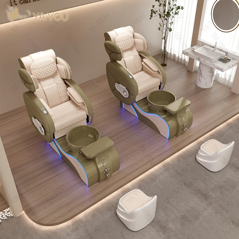 Yayou Luxury Design Electric Massage Automatic Water Circulation Pedicure Chair Inverted Back Full Massage For Nail Shop