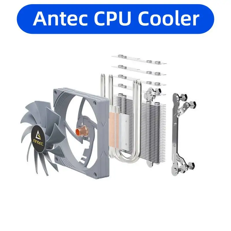 Antec A37 A45 CPU Cooler ITX Low Profile Radiator 92mm PWM fan 130W-TDP For Intel/AMD 12.8W/m.K Paste,I5-12400F/Ryzen-7500F