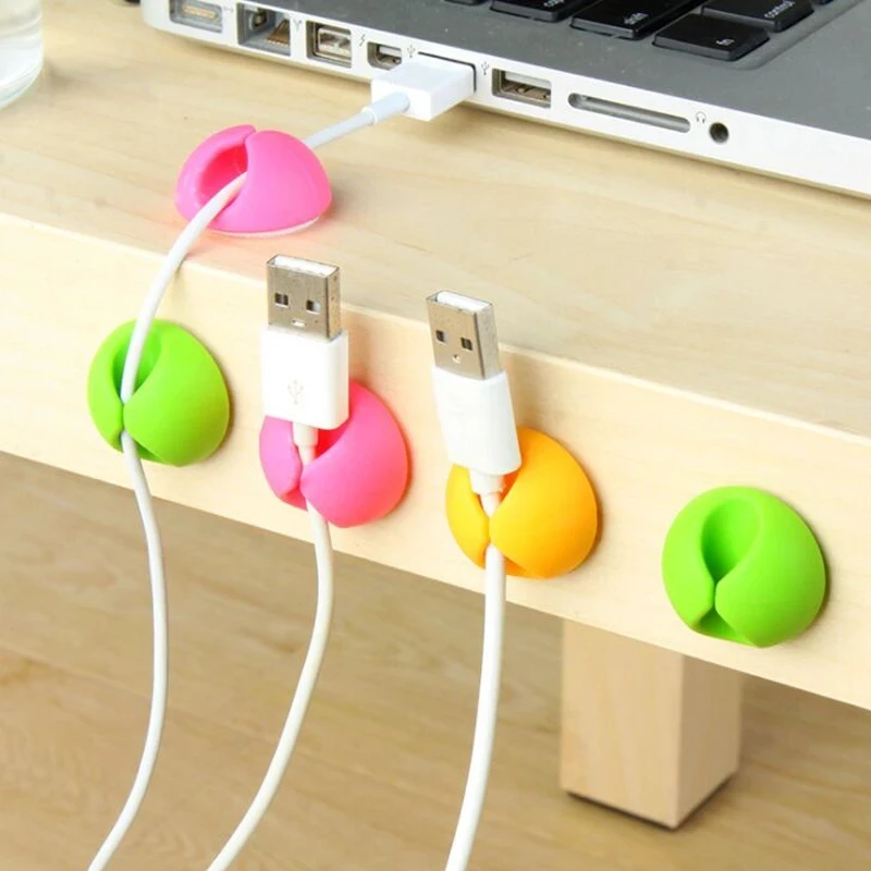 

5pcs TPR Cable Clip Desk Tidy Organiser Wire Lead USB Charger Mouse Organizer Holder Charger Cable Collector